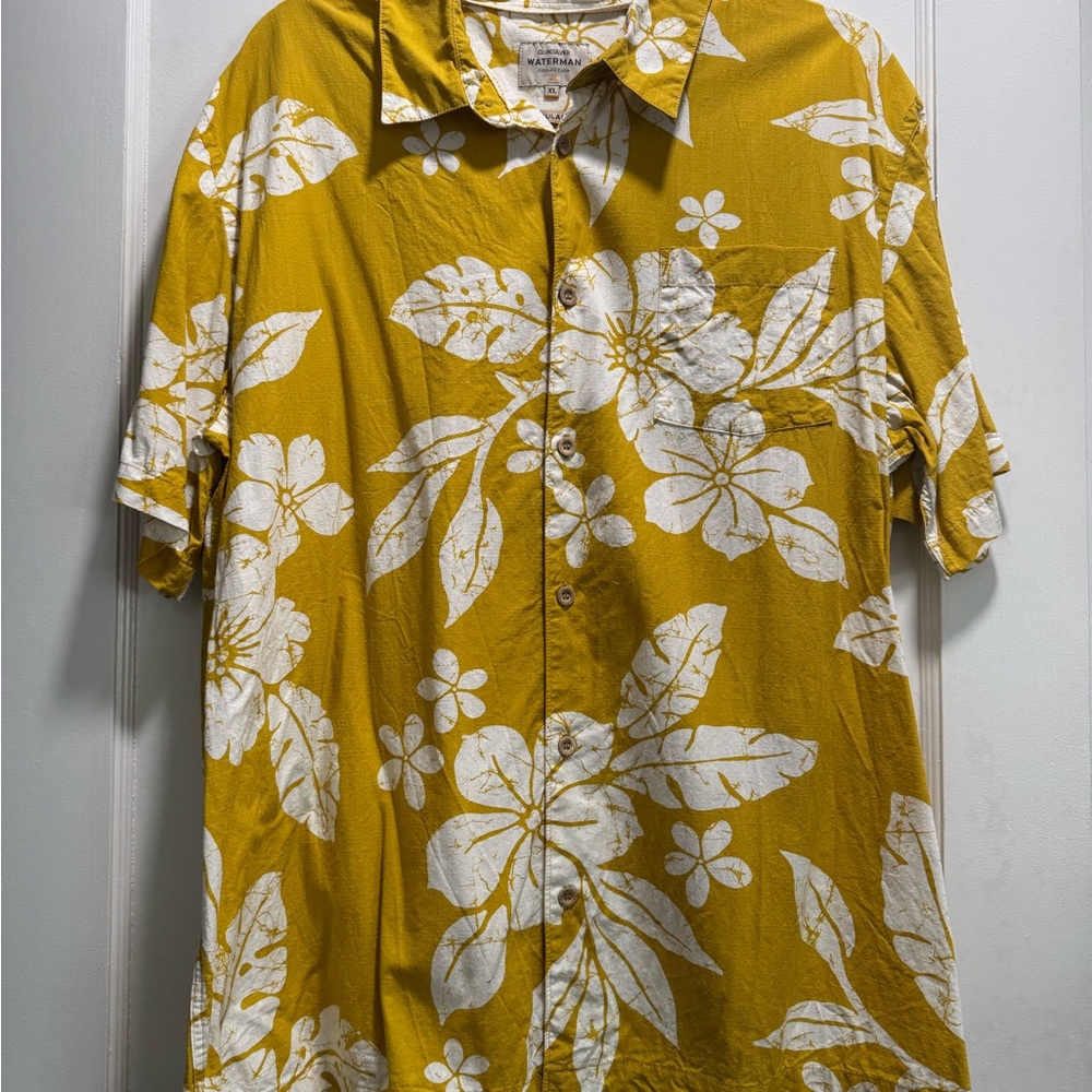 Quiksilver Waterman Mustard Aloha Button Down Shirt - Never worn without tags.